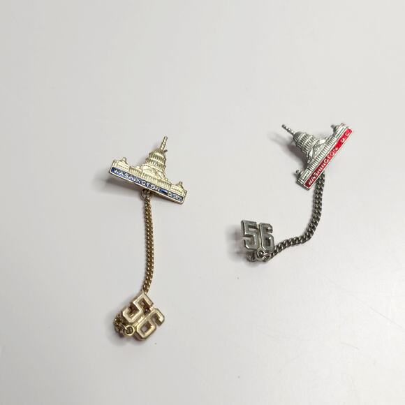 Set of 2 Vintage Lapel Pins Washington DC Capitol Building 1956 - Picture 1 of 4
